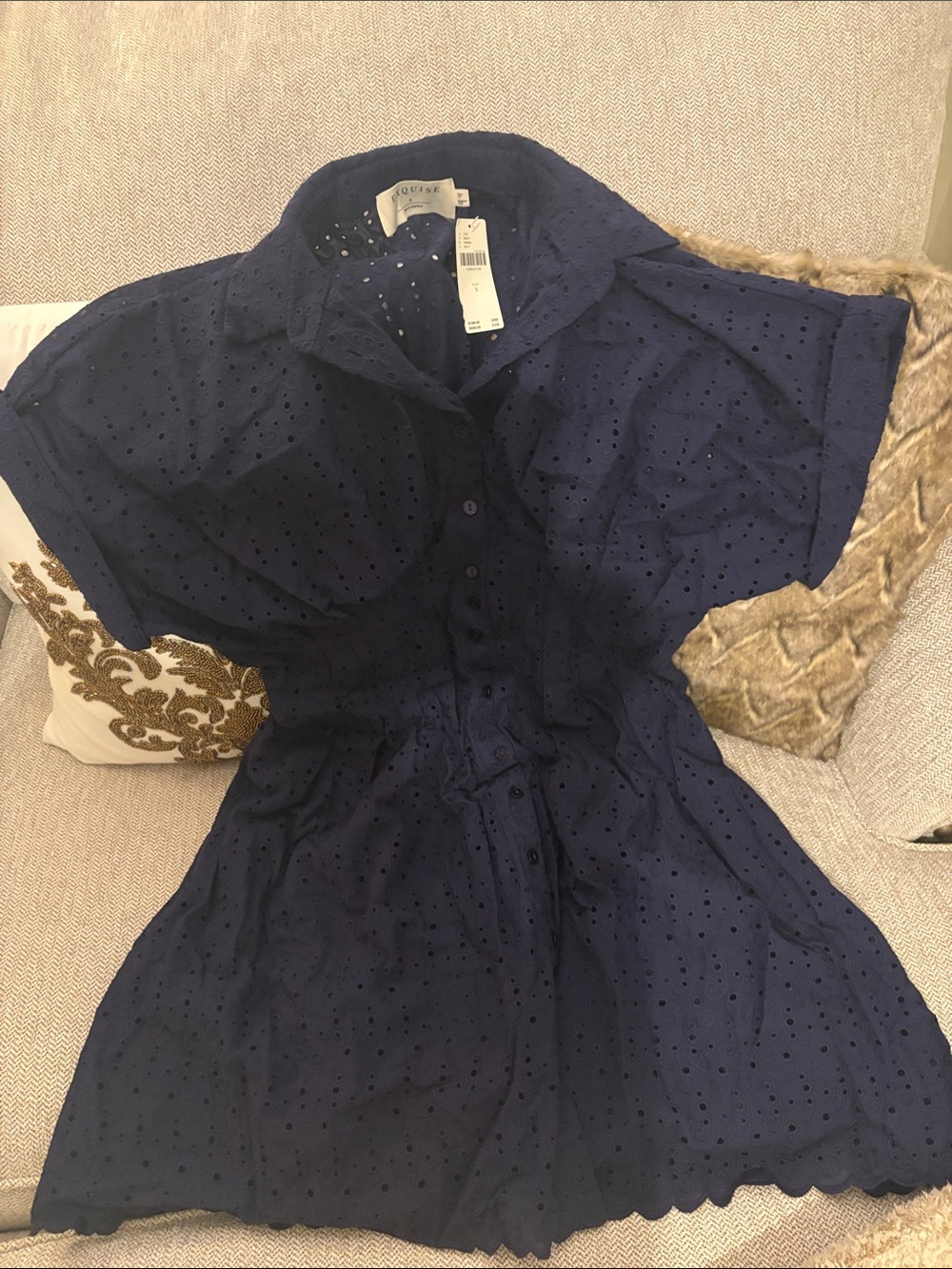 THE TOBIE EYELET MINI SHIRTDRESS - Picture 9 of 11